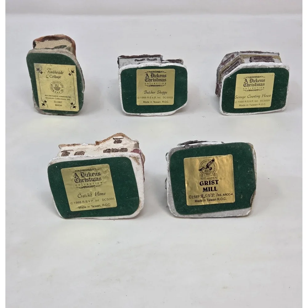 Vintage 1987-1989 RSVP Dickens Christmas Resin Cottages Village Lot of 5